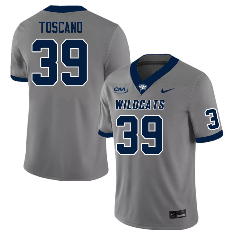 New Hampshire Wildcats #39 Ryan Toscano College Football Jerseys Stitched Sale-Grey